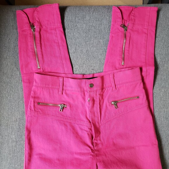 BNWoT ZARA WOMAN flirty hot pink zipper jeans (L) - Picture 3 of 7